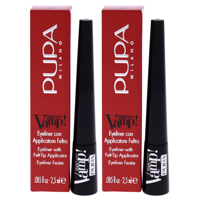 Pupa Milano Vamp! Definition Liner - 100 Extra Black by Pupa Milano for Women - 0.85 oz Eyeliner - Pack of 2