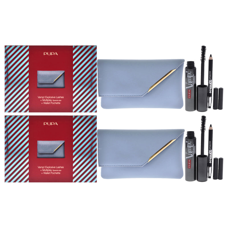 Pupa Milano Vamp! Explosive Lashes and Multiply Set - Pack of 2 by Pupa Milano for Women - 3 Pc 0.40oz Vamp! Explosive Lashes Mascara - 110 Black, 0.03oz Multiplay Eye Pencil - 09 Black, Wallet