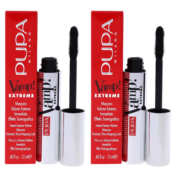 Pupa Milano Vamp! Extreme Mascara - 010 Extra Black by Pupa Milano for Women - 0.4 oz Mascara - Pack of 2