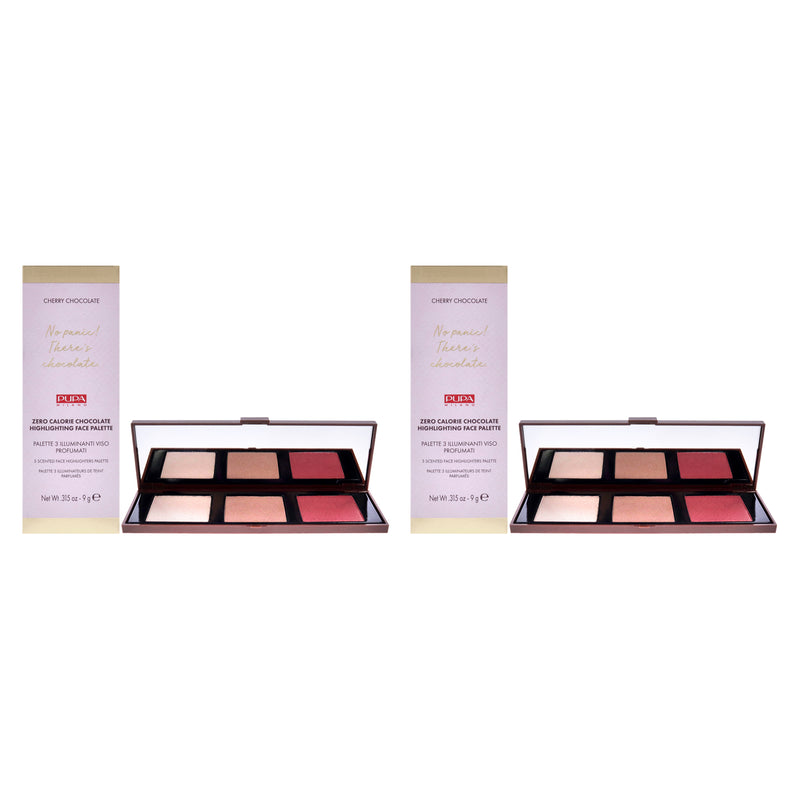 Pupa Milano Zero Calorie Chocolate Highlighter Palette - 001 Cherry Chocolate by Pupa Milano for Women - 0.315 oz Highlighter - Pack of 2