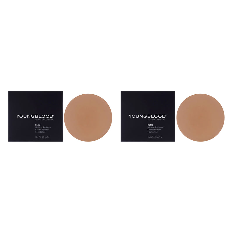 Youngblood Mineral Radiance Creme Powder Foundation - Tawnee by Youngblood for Women - 0.25 oz Foundation(Refill) - Pack of 2