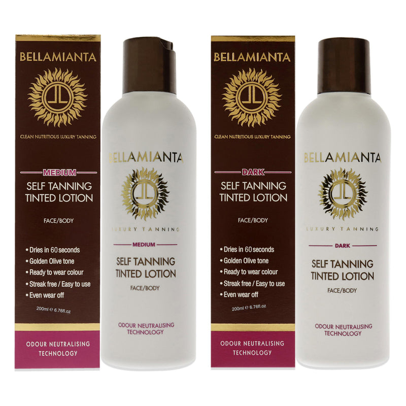 Bellamianta Self-Tanning Tinted Lotion Kit by Bellamianta for Women - 2 Pc Kit 6.76oz Bronzer - Dark, Medium