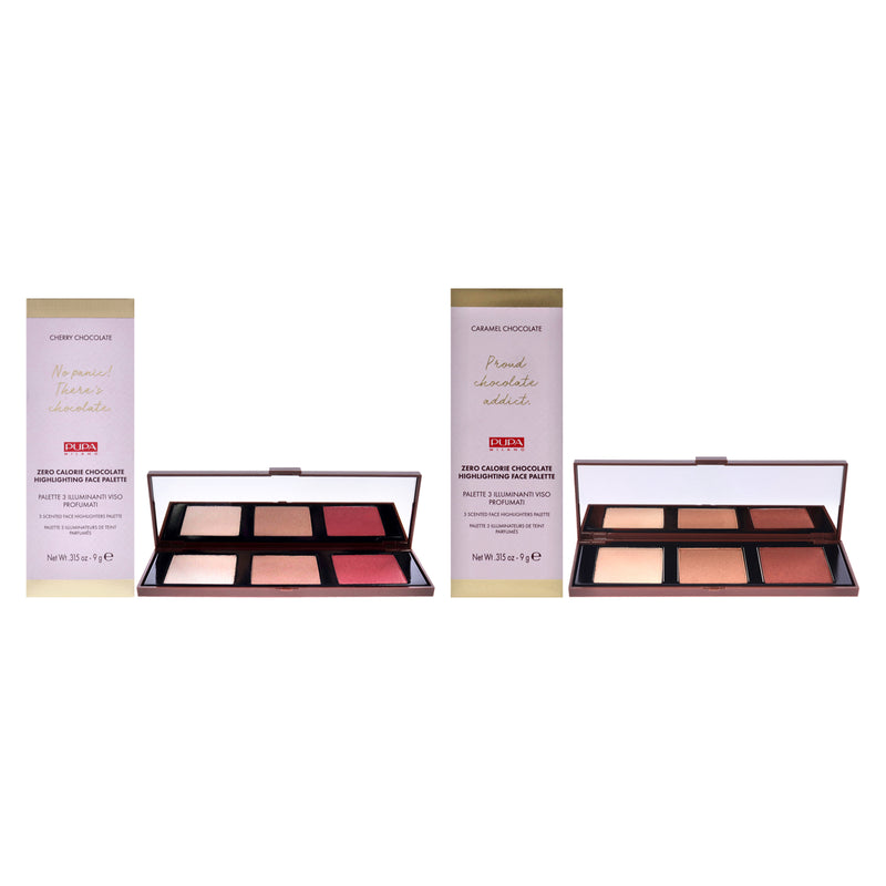 Pupa Milano Zero Calorie Chocolate Highlighter Palette Kit by Pupa Milano for Women - 2 Pc Kit 0.315oz Highlighter - 001 Cherry Chocolate, 002 - Caramel Chocolate