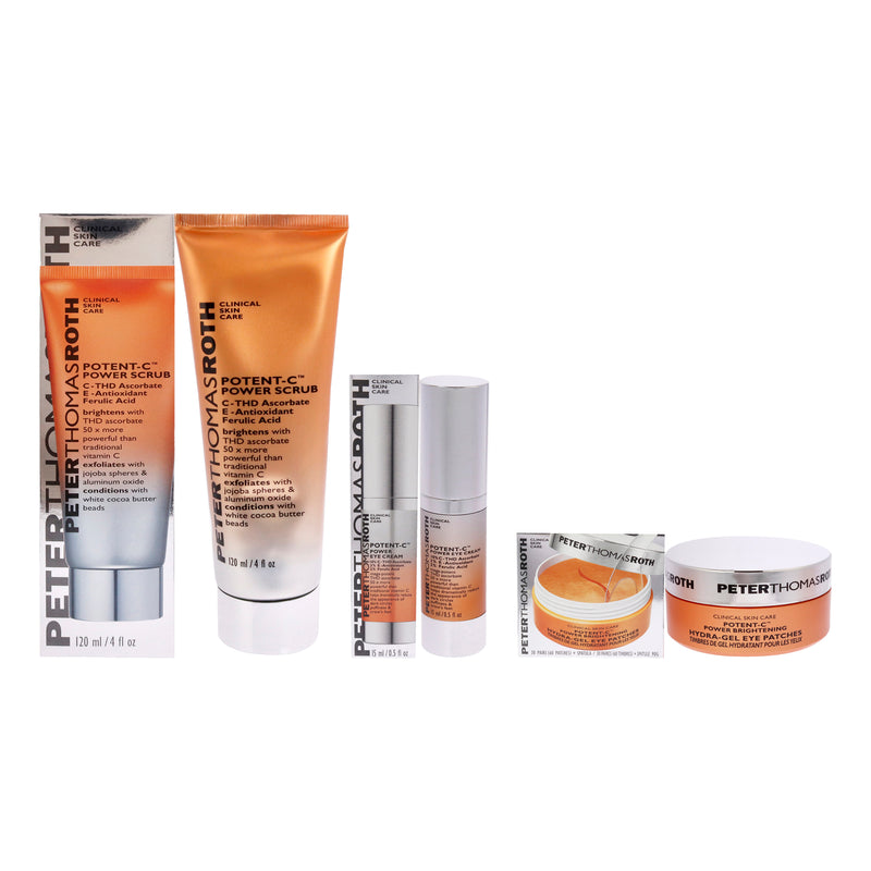 Peter Thomas Roth Potent-C Power Kit by Peter Thomas Roth for Unisex - 3 Pc Kit 60 Pc Brightening Hydra-Gel Eye Patches, 0.5oz Eye Cream, 4oz Scrub