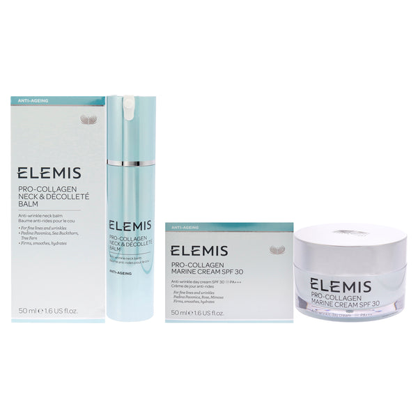 Elemis Pro-Collagen Neck & Decollete Balm and Pro-Collagen Marine Cream SPF 30 Kit by Elemis for Women - 2 Pc Kit 1.7oz Balm, 1.6oz Day Cream