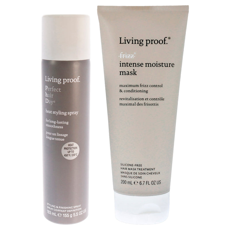 Living Proof Perfect Hair Day Heat Styling Spray and No Frizz Intense Moisture Mask Kit by Living Proof for Unisex - 2 Pc Kit 5.5oz Hair Spray, 6.7oz Mask