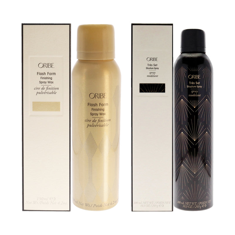 Oribe Flash Form Finishing Spray Wax and Tres Set Structure Spray Kit by Oribe for Unisex - 2 Pc Kit 4.2oz Wax, 10.3oz Hair Spray