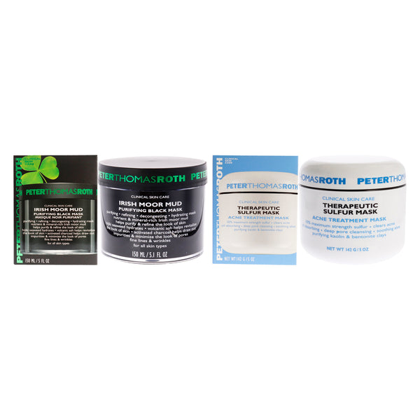 Peter Thomas Roth Irish Moor Mud Purifying Black Mask - All Skin Types and Therapeutic Sulfur Mask Kit by Peter Thomas Roth for Unisex - 2 Pc Kit 5.1oz Mask, 5oz Treatment