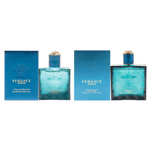 Versace Versace Eros Kit by Versace for Men - 2 Pc Kit 3.4 oz EDT Spray, 0.17oz EDT Splash (Mini)