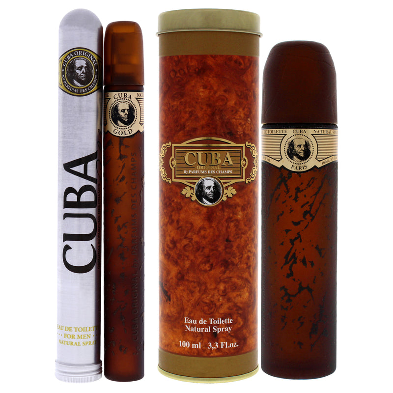 Cuba Cuba Gold Kit by Cuba for Men - 2 Pc Kit 3.3 oz EDT Spray, 1.17 oz EDT Spray