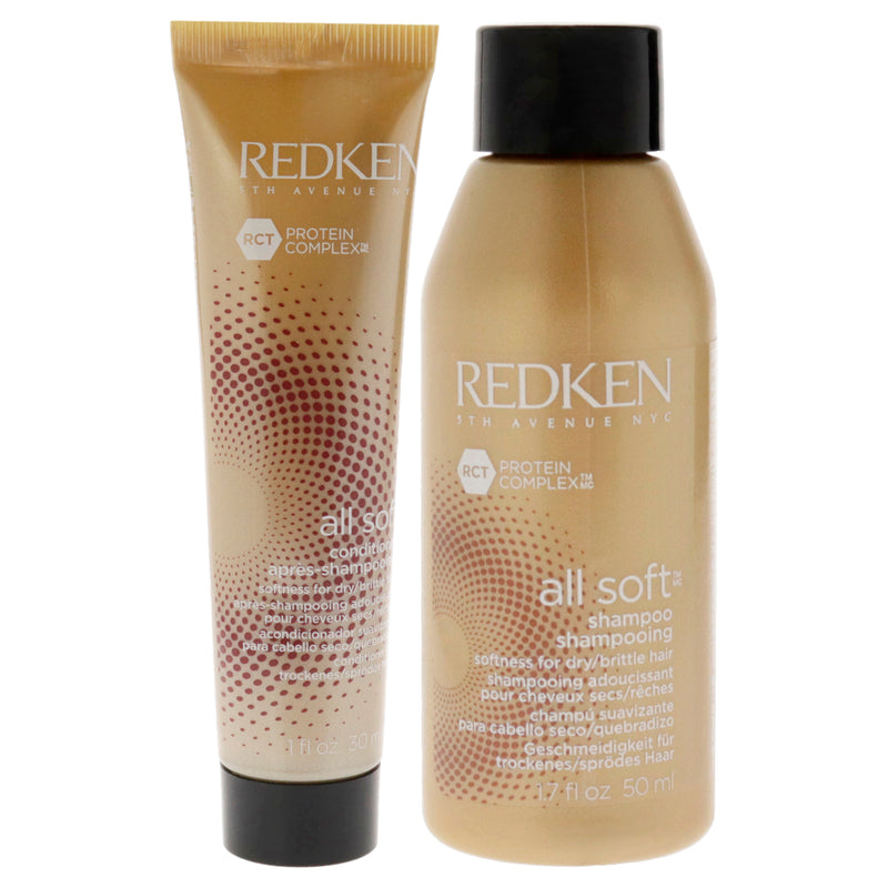 Redken All Soft Shampoo and Conditioner Kit by Redken for Unisex - 2 Pc Kit 1.7oz Shampoo, 1oz Conditioner