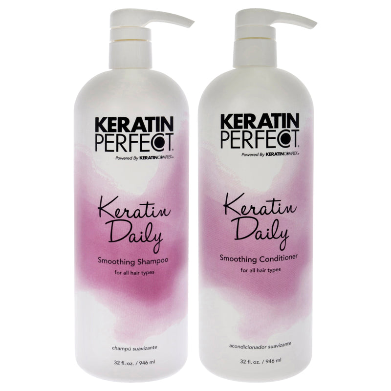 Keratin Keratin Daily Shampoo and Conditioner Kit by Keratin Perfect for Unisex - 2 Pc Kit 32oz Shampoo, 32oz Conditioner