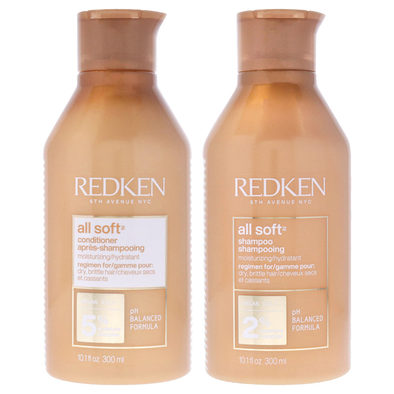 Redken All Soft Shampoo-NP and Conditioner-NP Kit by Redken for Unisex - 2Pc Kit 10.1oz Shampoo, 10.1oz Conditioner