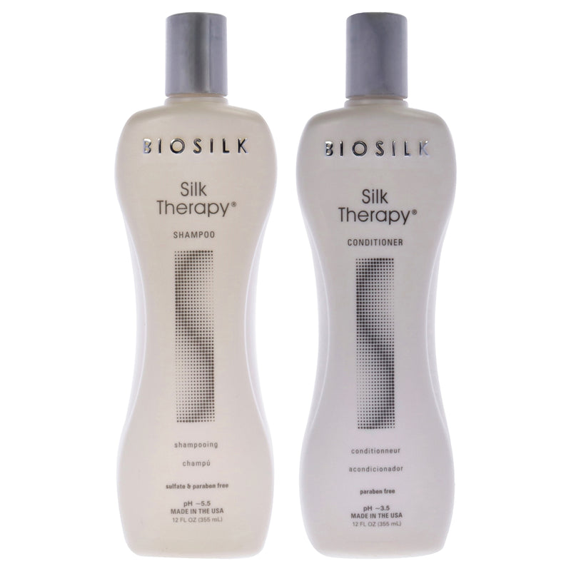 BioSilk Silk Therapy Shampoo and Conditioner Kit by Biosilk for Unisex - 2 Pc Kit 12oz Shampoo, 12oz Conditioner