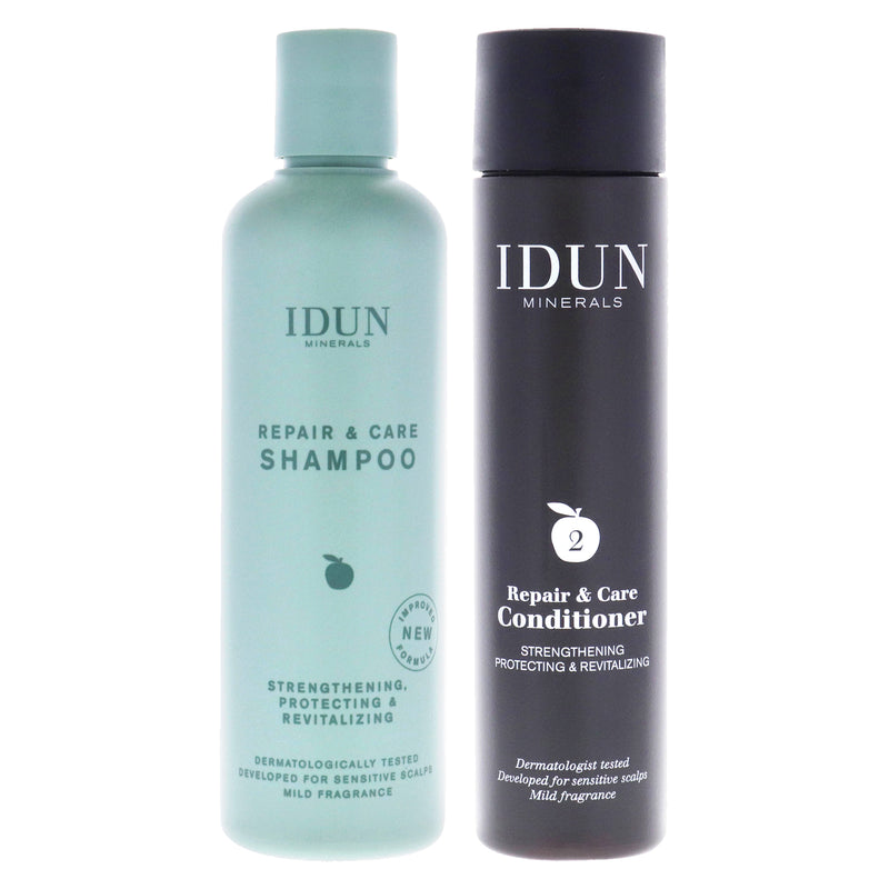 Idun Minerals Repair and Care Shampoo and Conditoner Kit by Idun Minerals for Unisex - 2 Pc Kit 8.45oz Shampoo, 8.45oz Conditioner