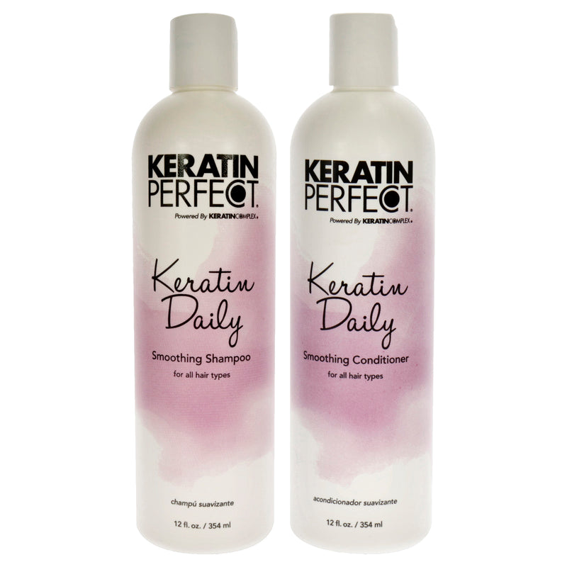 Keratin Perfect Keratin Daily Shampoo and Conditioner Kit by Keratin Perfect for Unisex - 2 Pc Kit 12oz Shampoo, 12oz Conditioner