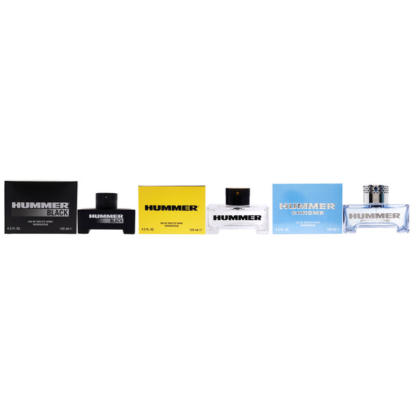 Hummer Hummer Kit by Hummer for Men - 3 Pc Kit 4.2 oz EDT Spray,4.2oz Hummer Black EDT Spray, 4.2oz Hummer Chrome EDT Spray