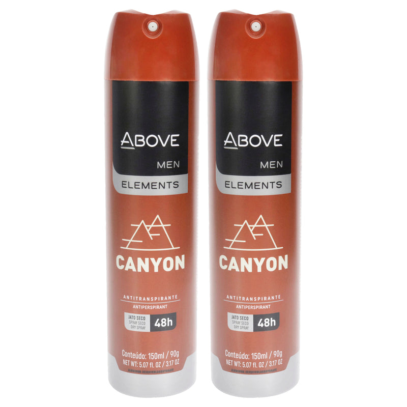 Above 48 Hours Element Antiperspirant Deodorant - Canyon by Above for Men - 3.17 oz Deodorant Spray - Pack of 2