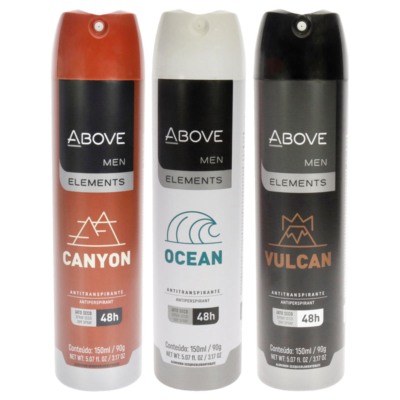 Above 48 Hours Element Antiperspirant Deodorant - Canyon by Above for Men - 3.17 oz Deodorant Spray - Pack of 3