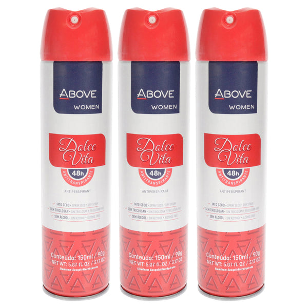 Above 48 Hours Antiperspirant Deodorant - Dolce Vita by Above for Women - 3.17 oz Deodorant Spray - Pack of 3