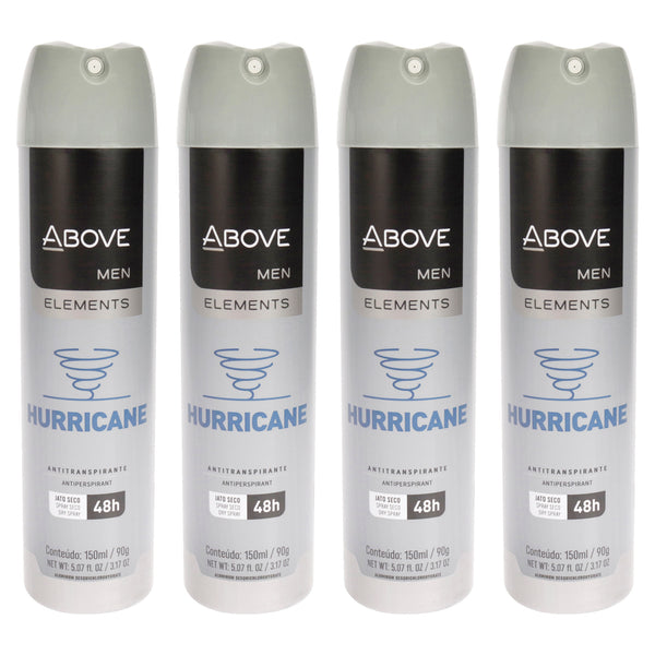 Above 48 Hours Element Antiperspirant Deodorant - Hurricane by Above for Men - 3.17 oz Deodorant Spray - Pack of 4