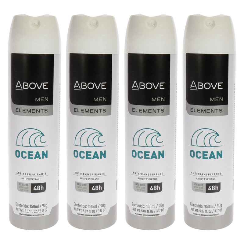 Above 48 Hours Element Antiperspirant Deodorant - Ocean by Above for Men - 3.17 oz Deodorant Spray - Pack of 4