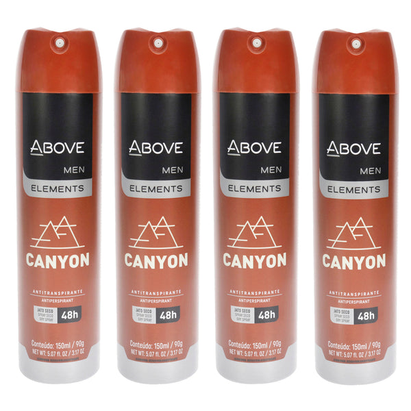 Above 48 Hours Element Antiperspirant Deodorant - Canyon by Above for Men - 3.17 oz Deodorant Spray - Pack of 4