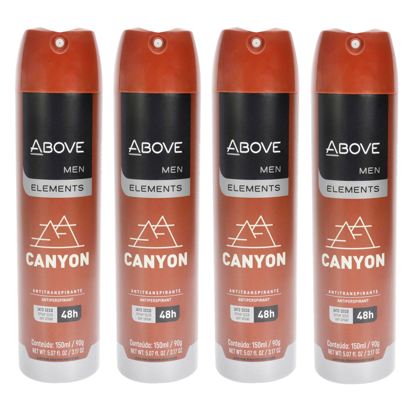 Above 48 Hours Element Antiperspirant Deodorant - Canyon by Above for Men - 3.17 oz Deodorant Spray - Pack of 4