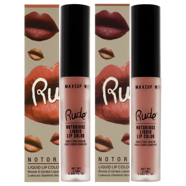 Rude Cosmetics Notorious Rich Long Liquid Lip Color Kit by Rude Cosmetics for Women - 2 Pc Kit 2 X 0.1oz Lip Color - Below the Belt, False Hope