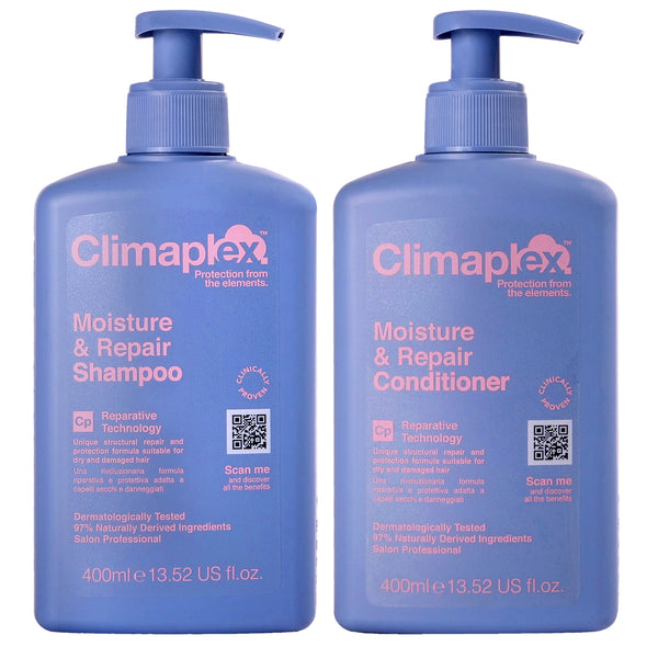 Climaplex Moisture and Repair Conditioner and Moisture and Repair Shampoo Kit by Climaplex for Unisex - 2 Pc Kit 13.52oz Conditioner, 13.52oz Shampoo