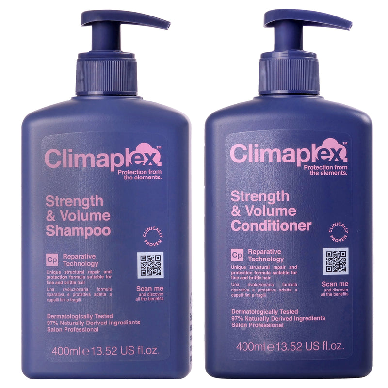 Climaplex Strength and Volume Shampoo and Strength and Volume Conditioner Kit by Climaplex for Unisex - 2 Pc Kit 13.52oz Conditioner, 13.52oz Shampoo