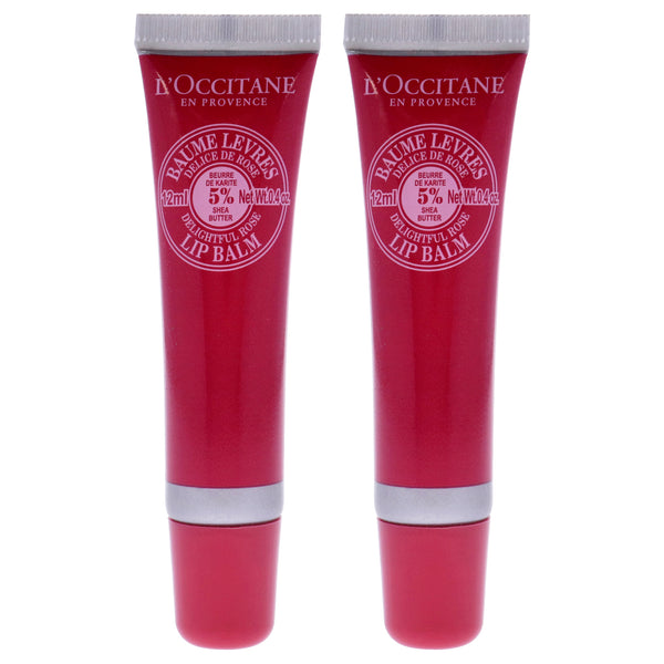 L'Occitane Shea Butter Delightful Rose Lip Balm by LOccitane for Unisex - 0.4 oz Lip Balm - Pack of 2