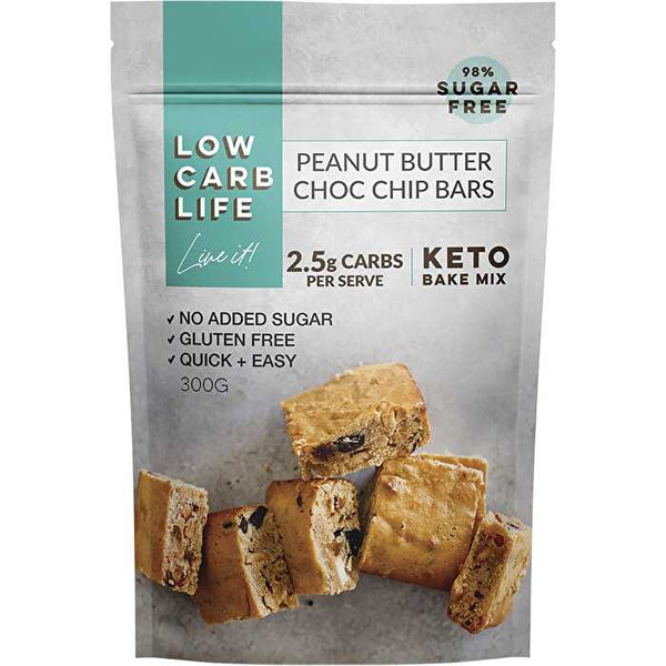 Low Carb Life Peanut Butter Choc Chip Bars Keto Bake Mix 300g