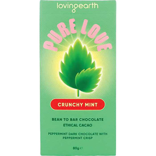 Loving Earth Crunchy Mint Dark Chocolate With Peppermint Crisp 11x80g