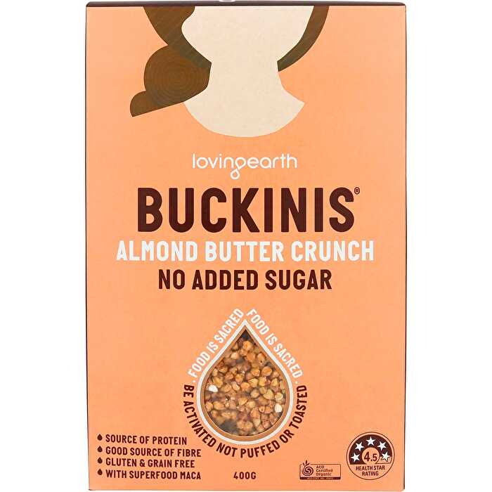 Loving Earth Buckinis Almond Butter Crunch No Added Sugar 400g