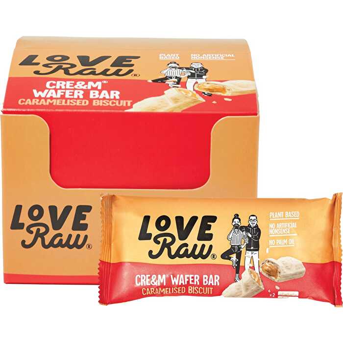 Loveraw Cre&m Wafer Bar Caramelised Biscuit 12x45g