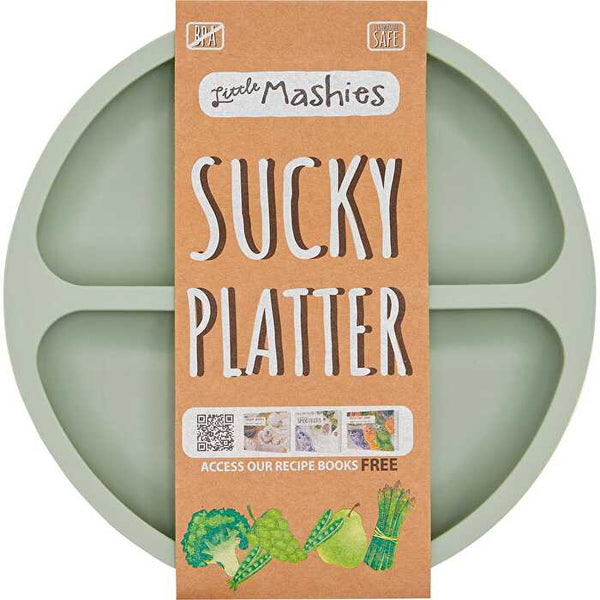 Little Mashies Silicone Sucky Platter Plate Olive