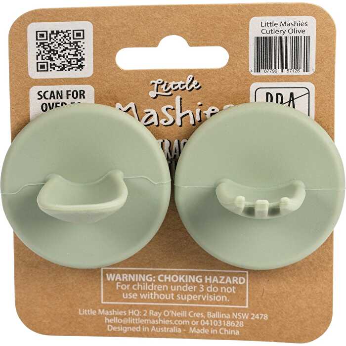 Little Mashies Silicone Distractor Cutlery Olive