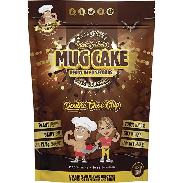 Macro Mike Mug Cake Mix Plant Protein Double Chip Choc 6x50g