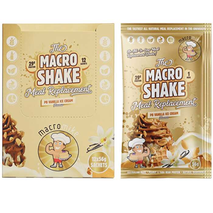 Macro Mike The Macro Shake Meal Replacement PB Vanilla Ice Cream 12x56g