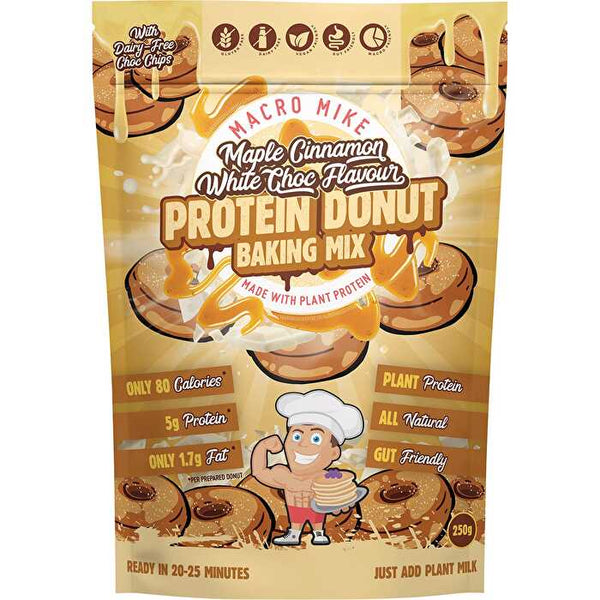 Macro Mike Protein Donut Baking Mix Maple Cinnamon White Choc Chip 250g