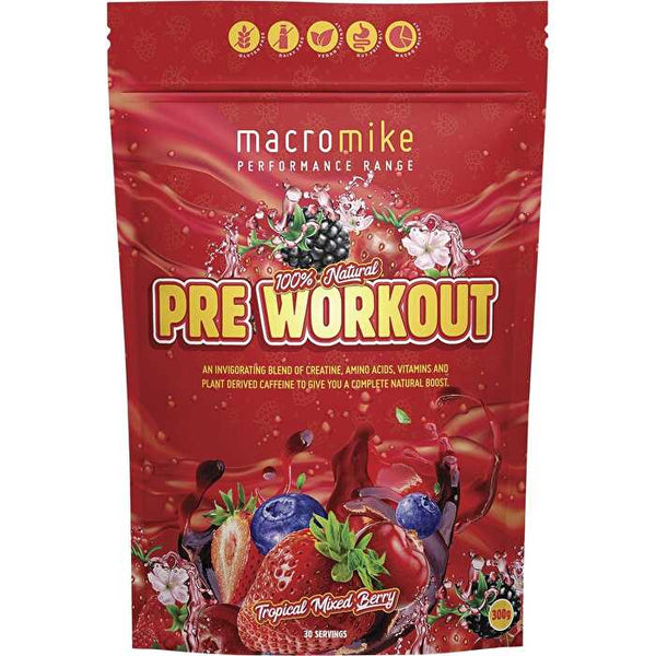 Macro Mike Pre Workout Tropical Mixed Berry 300g