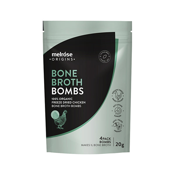 Melrose Origins Bone Broth Bombs (100% Organic Freeze Dried Chicken) x 4 Pack (Net ) 20g