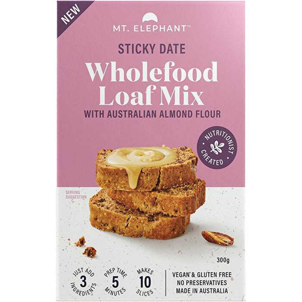 Mt. Elephant Wholefood Loaf Mix Sticky Date 5x300g