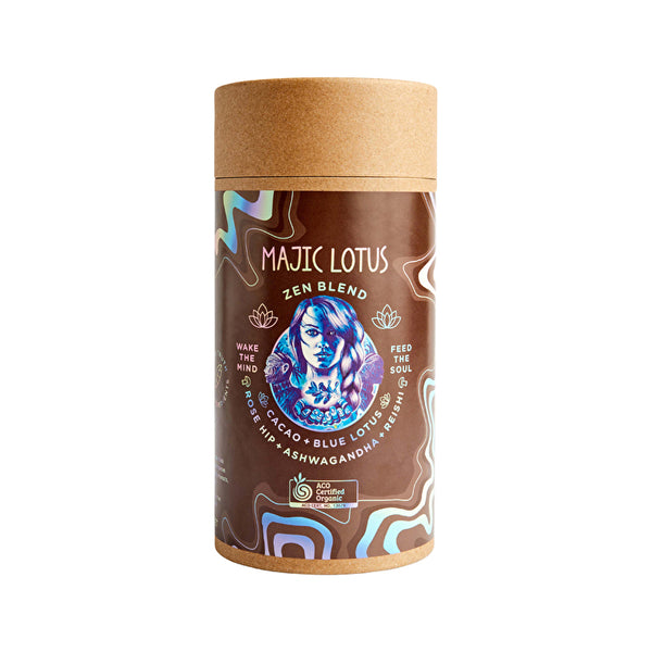 Naturally Driven Organic Latte Majic Lotus Zen Blend (Cacao, Blue Lotus, Rosehip, Ashwaganda + Reishi) 250g