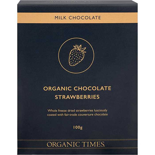 Organic Times Milk Chocolate Strawberries 100g