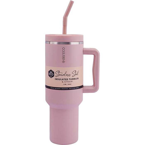 Ever Eco Insulated Tumbler w/ Handle & Straw Rose 1180ml