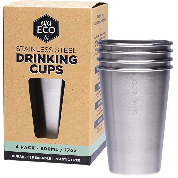 Ever Eco Stainless Steel Drinking Cups 4x500ml