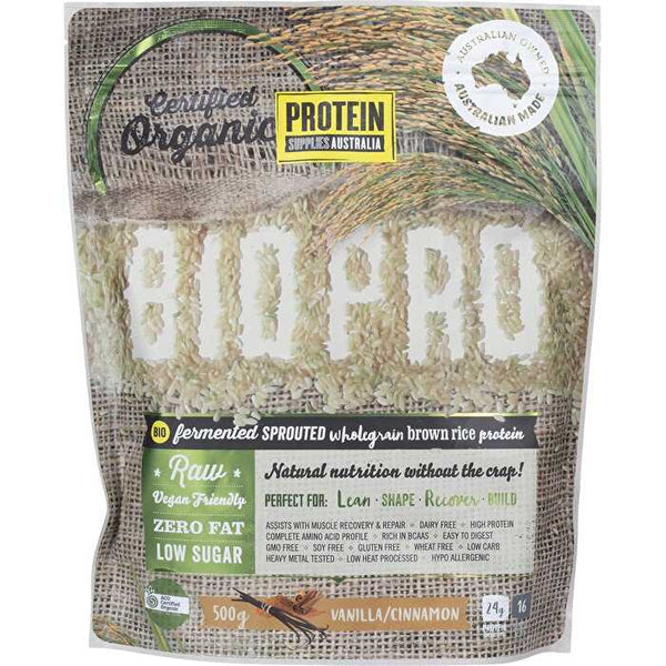 Protein Supplies Australia BioPro Sprouted Brown Rice Vanilla & Cinnamon 500g