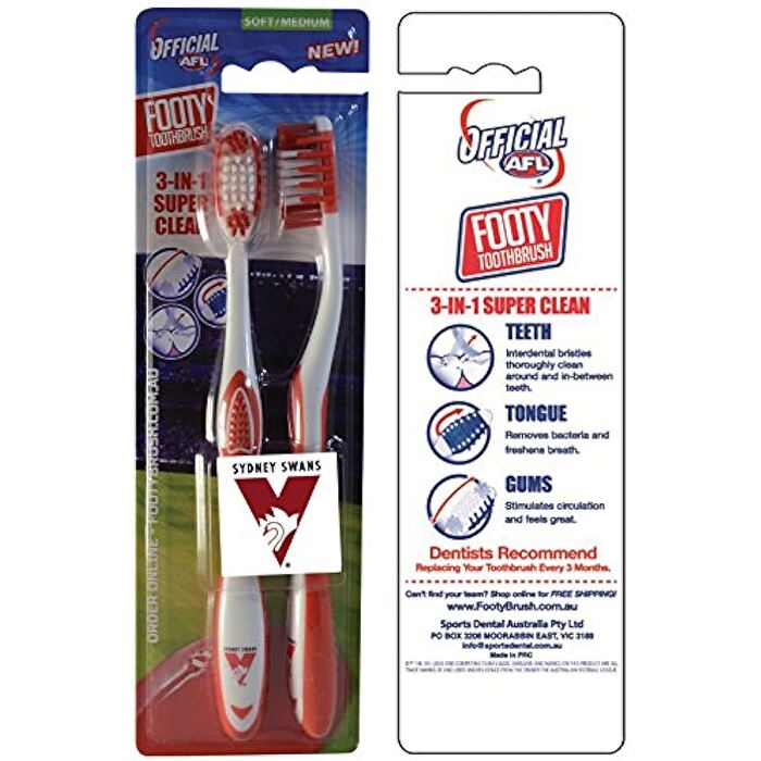 Afl Toothbrush Sydney Swans 2 Pack